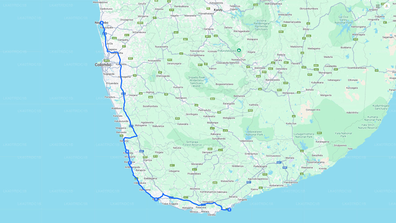 Private Transfer from Negombo to Hiriketiya with Sightseeing Stops