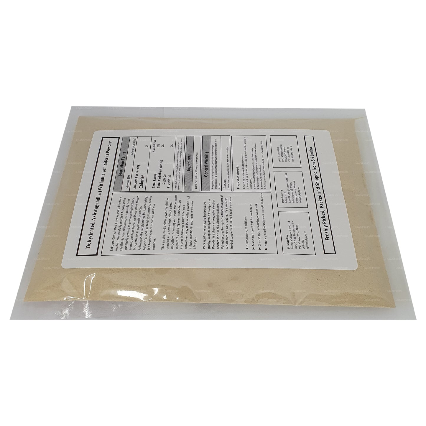 Lakpura® Dehydrate Ashwagandha Powder (100g)