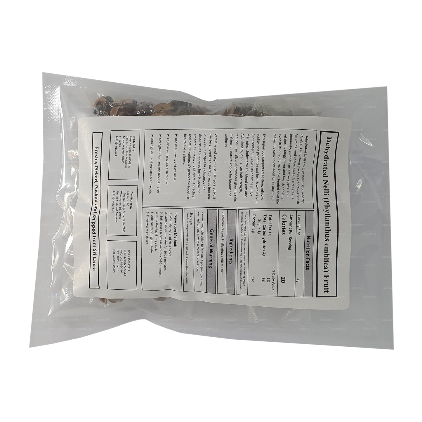 Fruit de Nelli déshydraté Lakpura (Amla/Phyllanthus emblica)