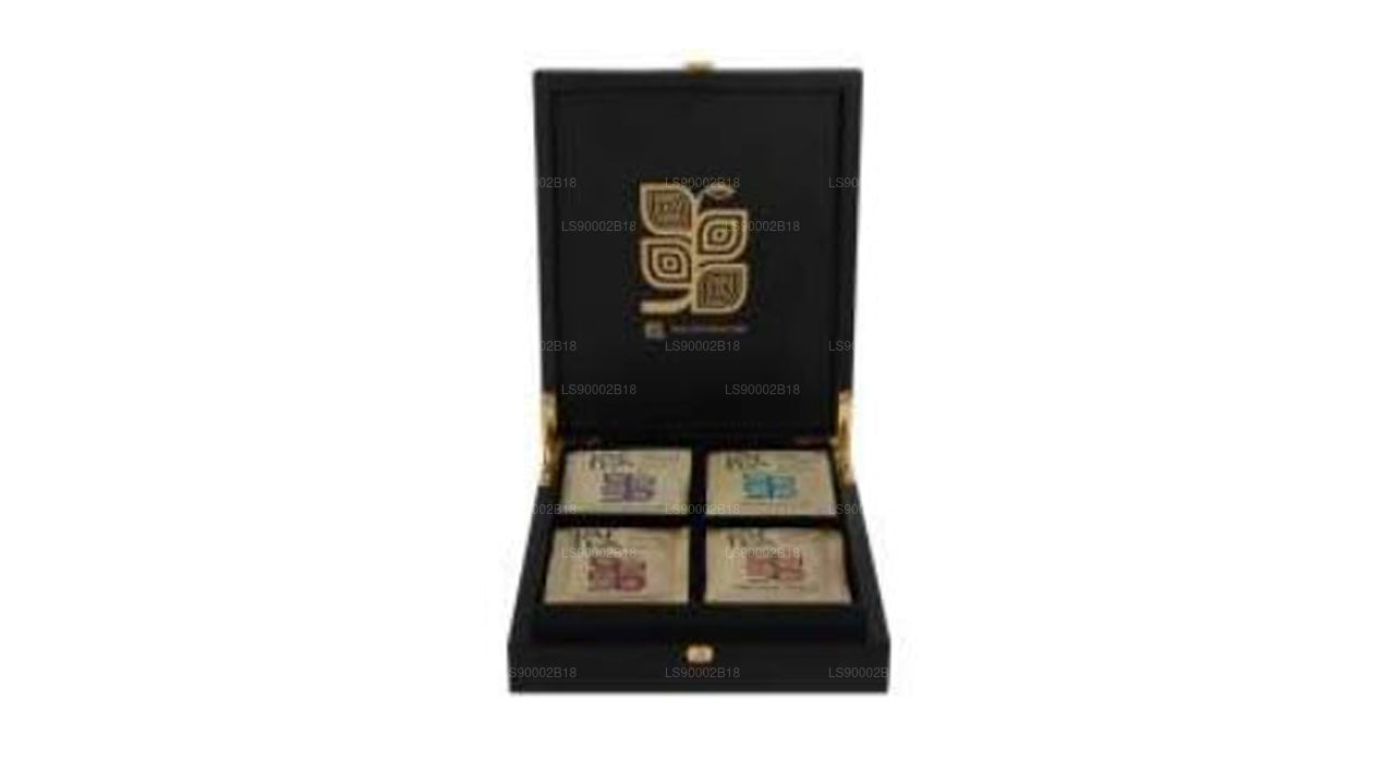 وعاء خشبي مغلق من 4 أقسام للشاي الجاف