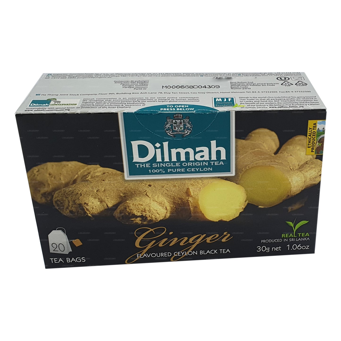 Dilmah Ginger Flavored Black Tea (30g) 20 Tea Bags