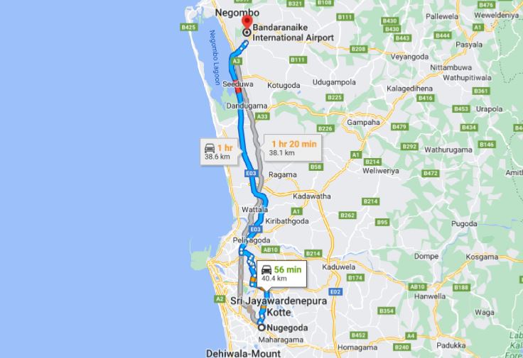 Nugegoda City to Colombo Airport (CMB)Private Transfer