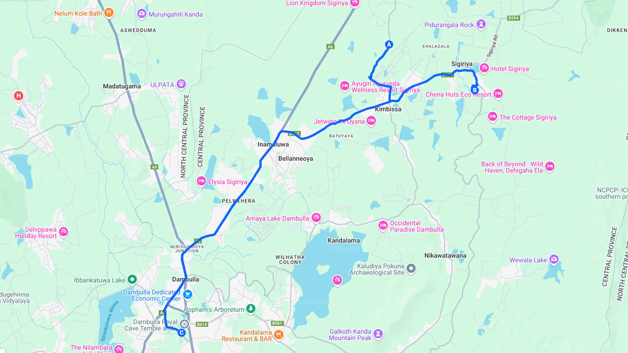 Sigiriya Rock and Dambulla Cave from Sigiriya