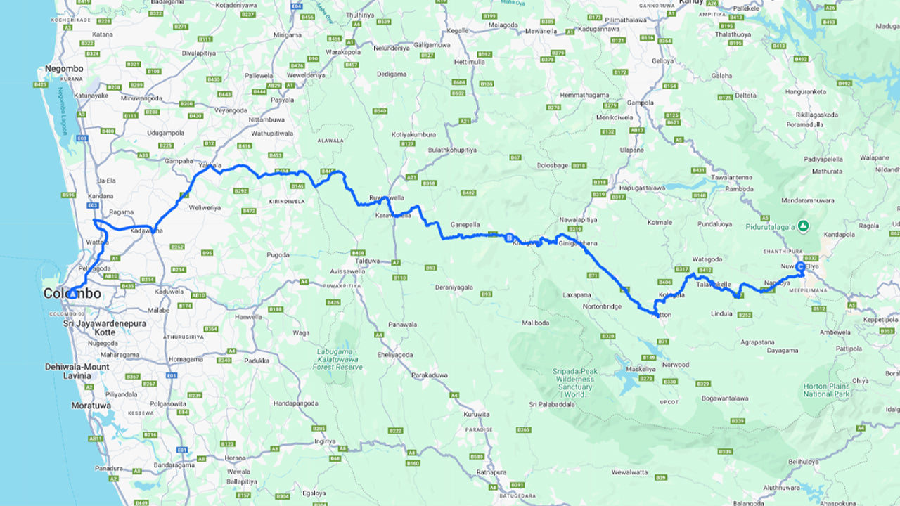 خدمة نقل خاصة من مدينة كولومبو إلى مدينة نوارا إليا مع مغامرة التجديف في الوديان