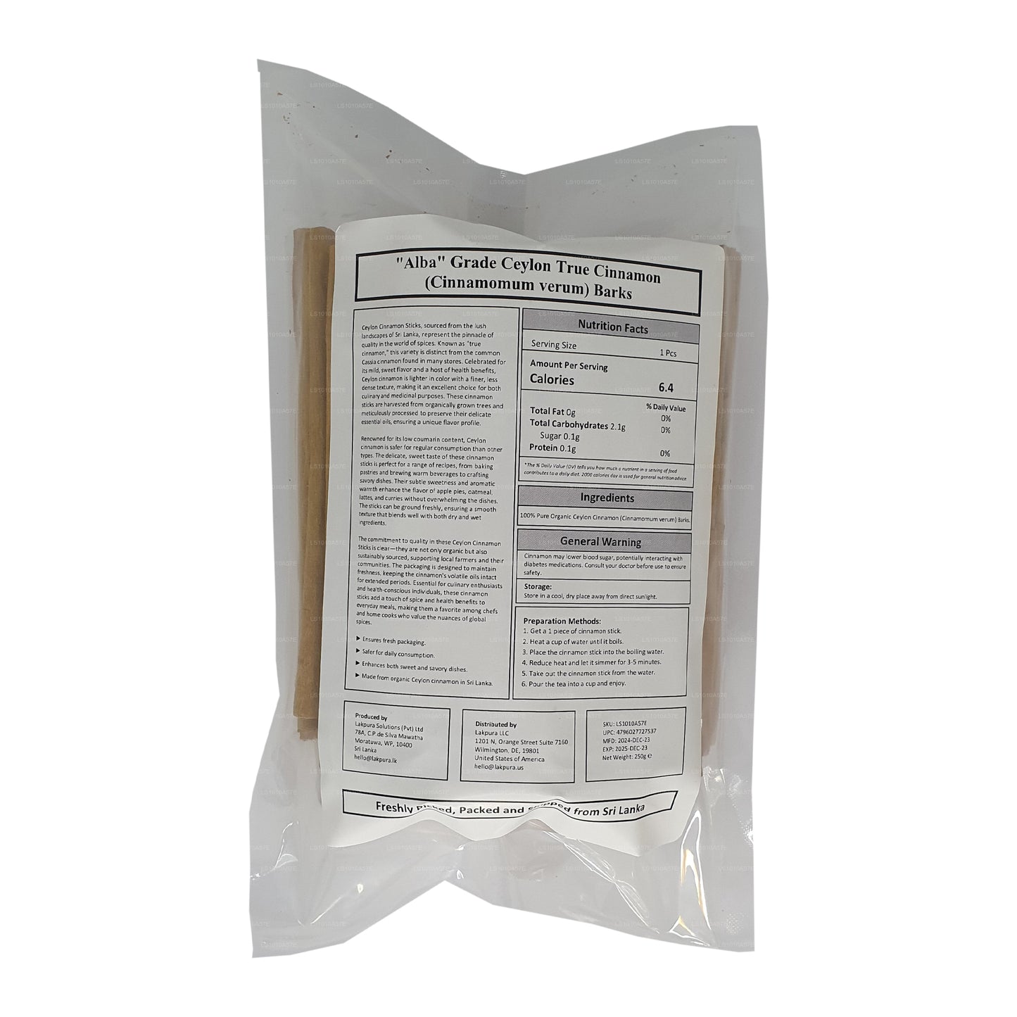 Lakpura® Ceylon True Cinnamon "Alba" Grade Sticks