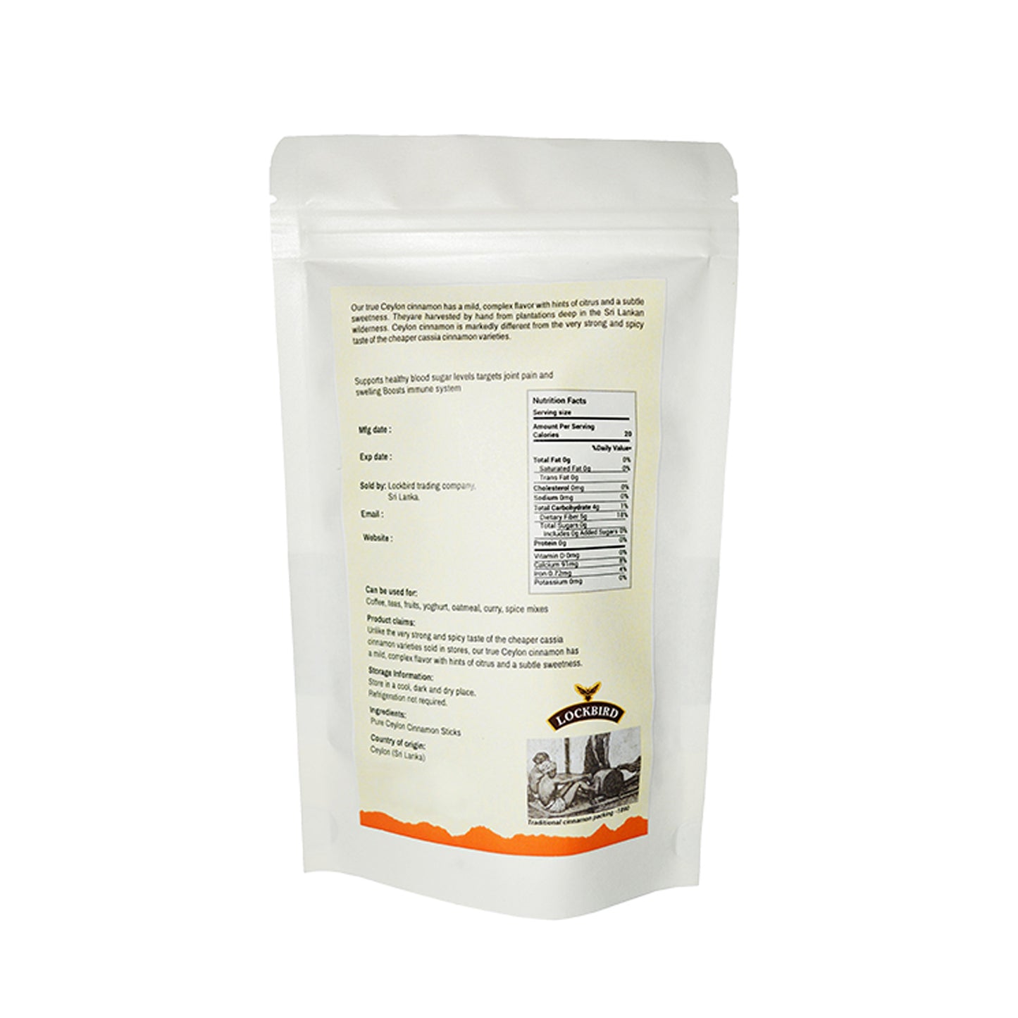 Lockbird Pure Ceylon Cinnamon Sticks (100g)
