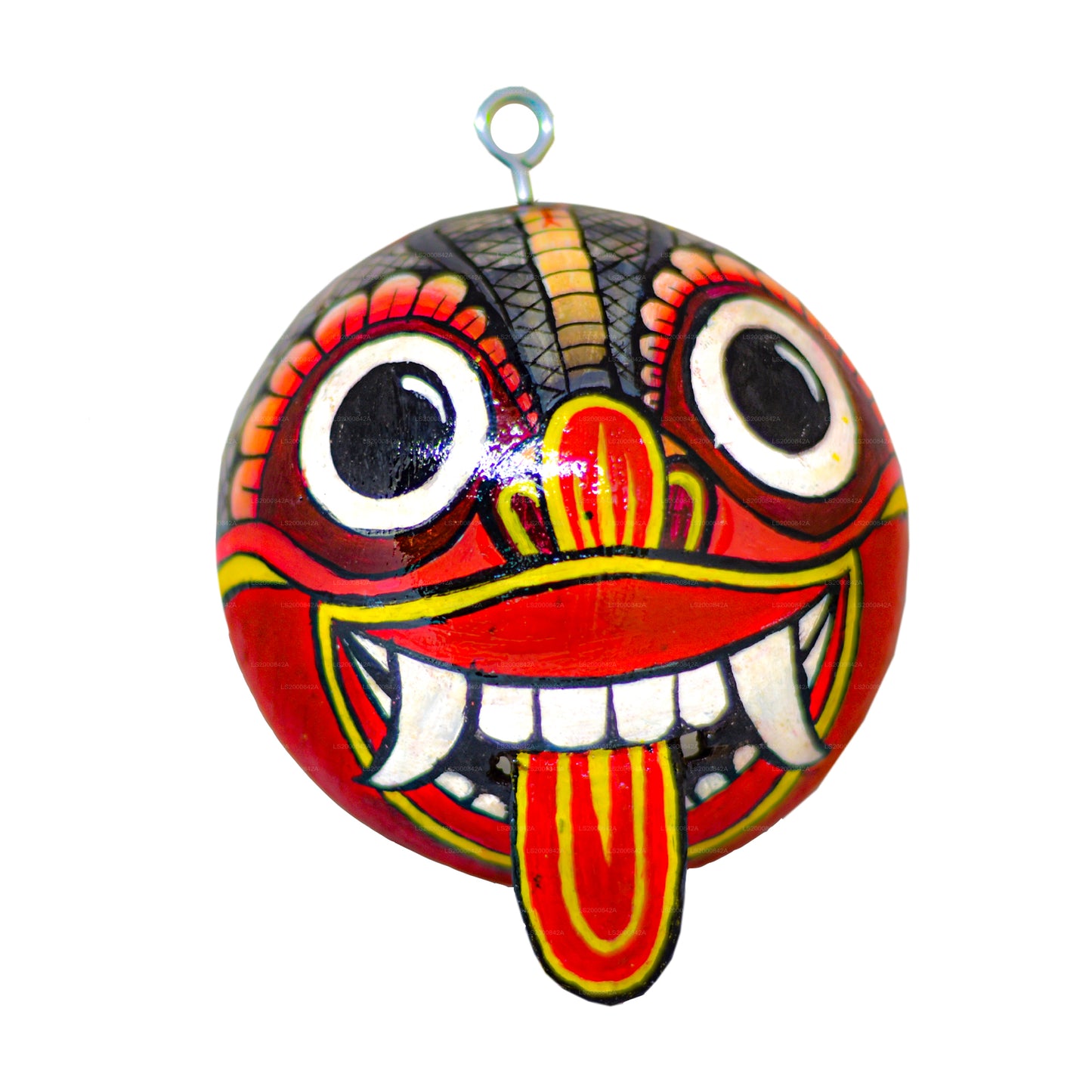 Sri Lankan Traditional Raksha Masks (Mayura, Maru, Agni, Naga) Painted Over Coconut Shells (Pack of 4)