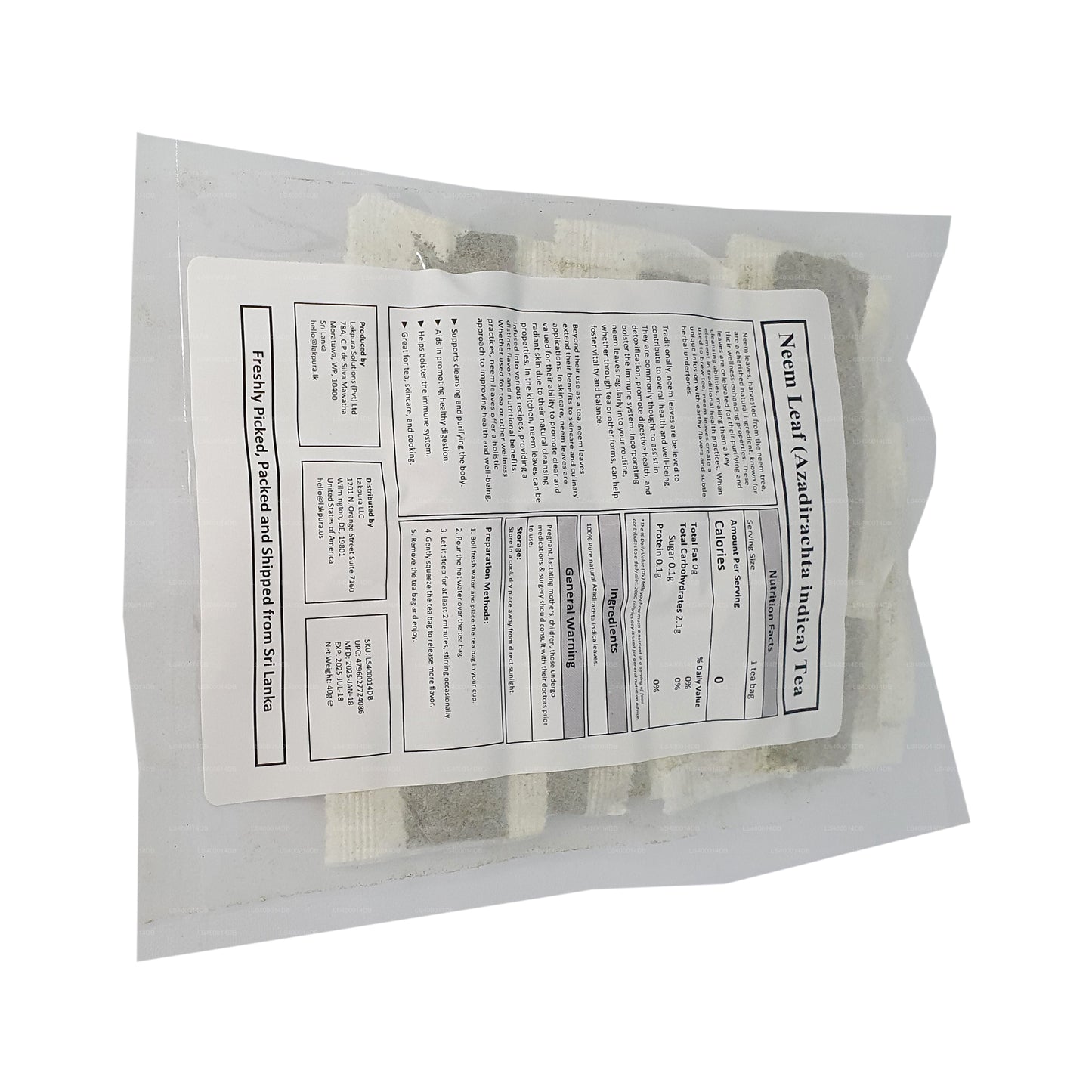 Lakpura Neem Leaf Tea (40g) 20 Tea Bags