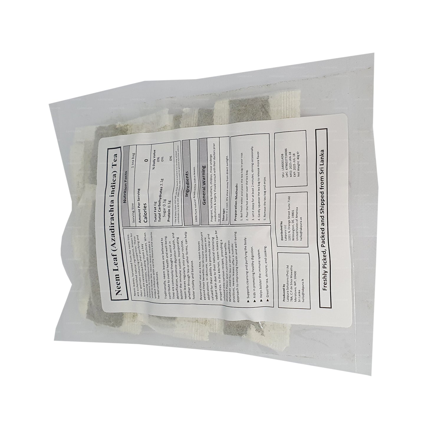 Lakpura Neem Leaf Tea (40g) 20 Tea Bags