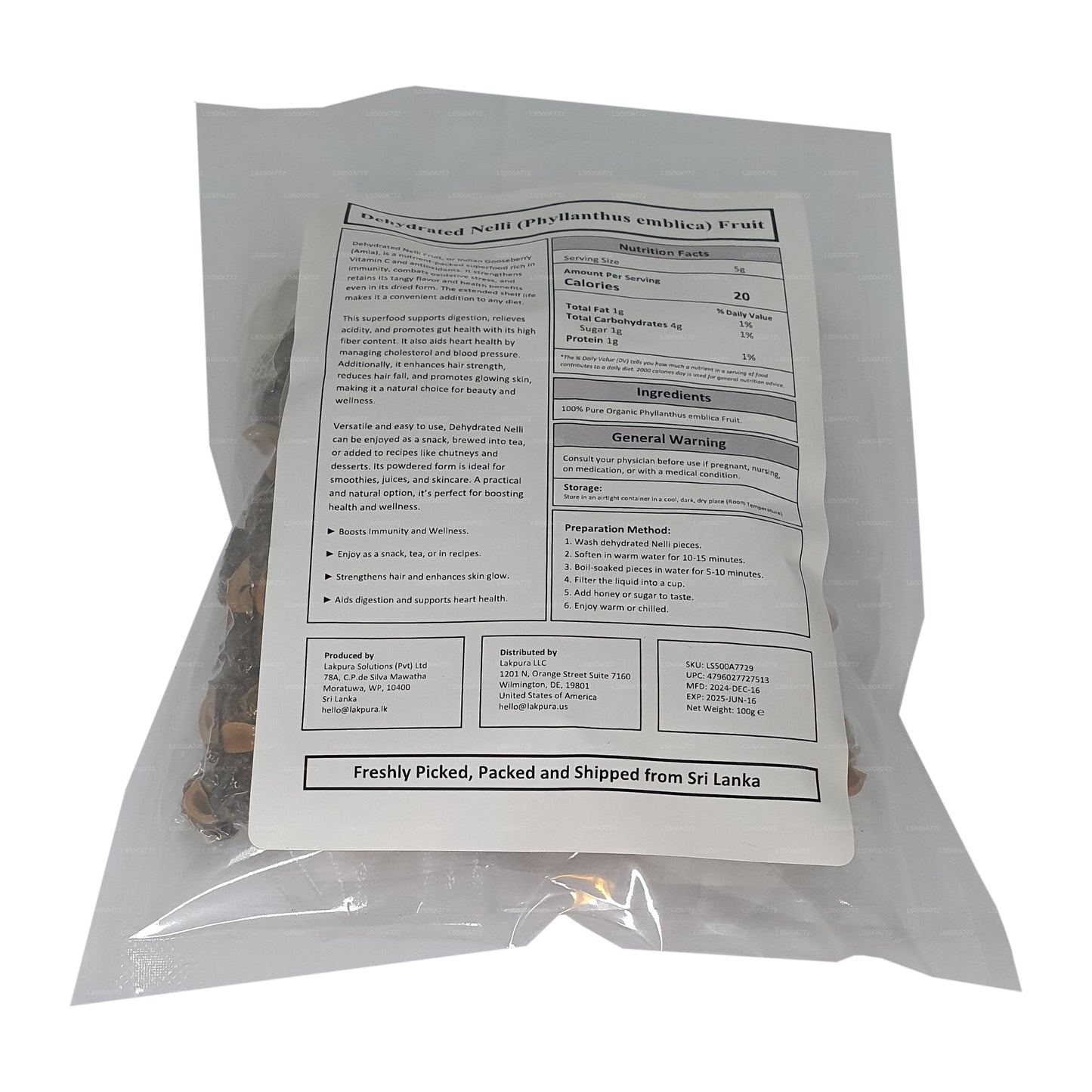 Fruit de Nelli déshydraté Lakpura (Amla/Phyllanthus emblica)