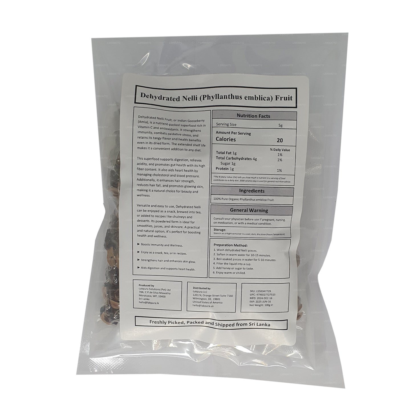 Fruit de Nelli déshydraté Lakpura (Amla/Phyllanthus emblica)