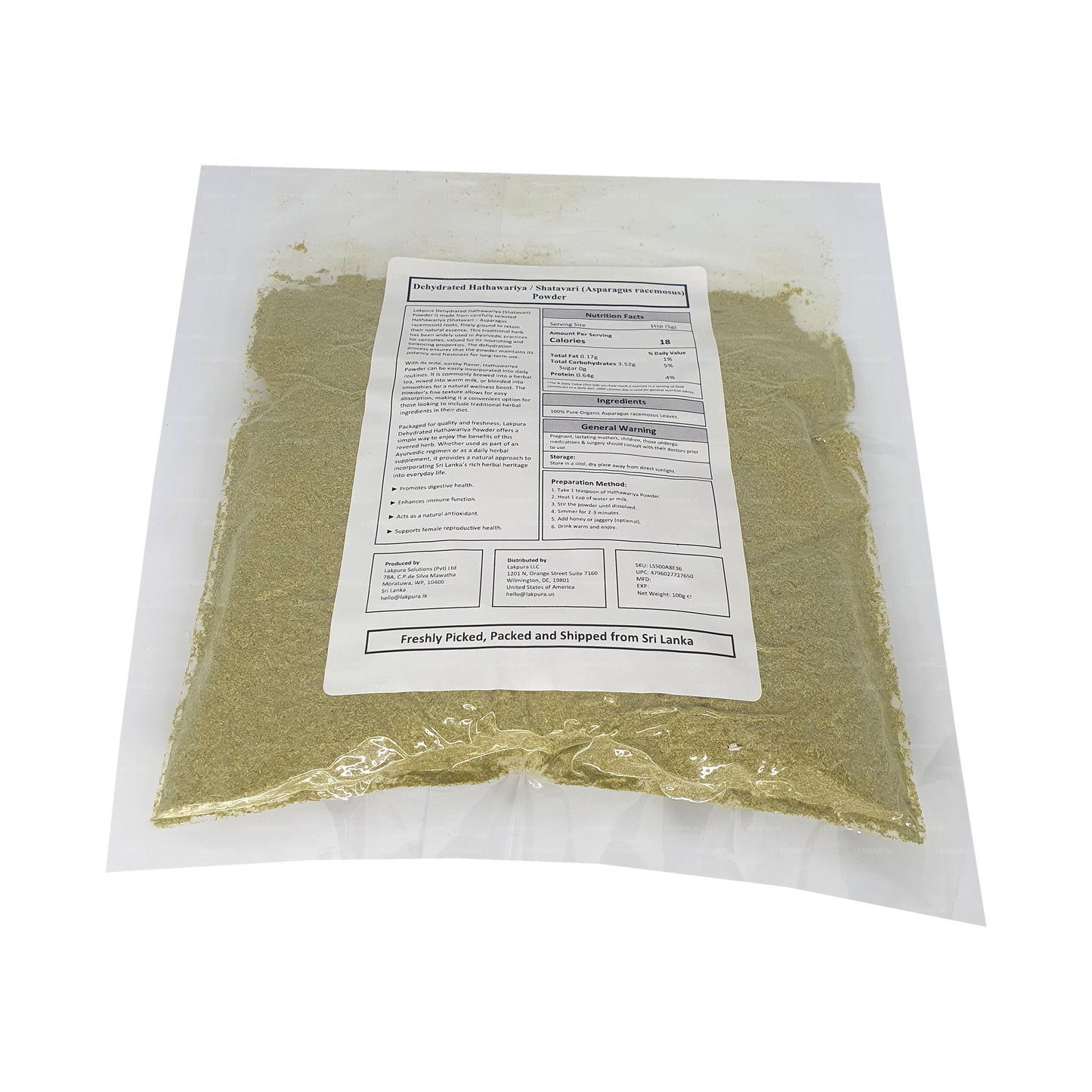 Lakpura Dehydrated Hathawariya (Shatavari) Powder