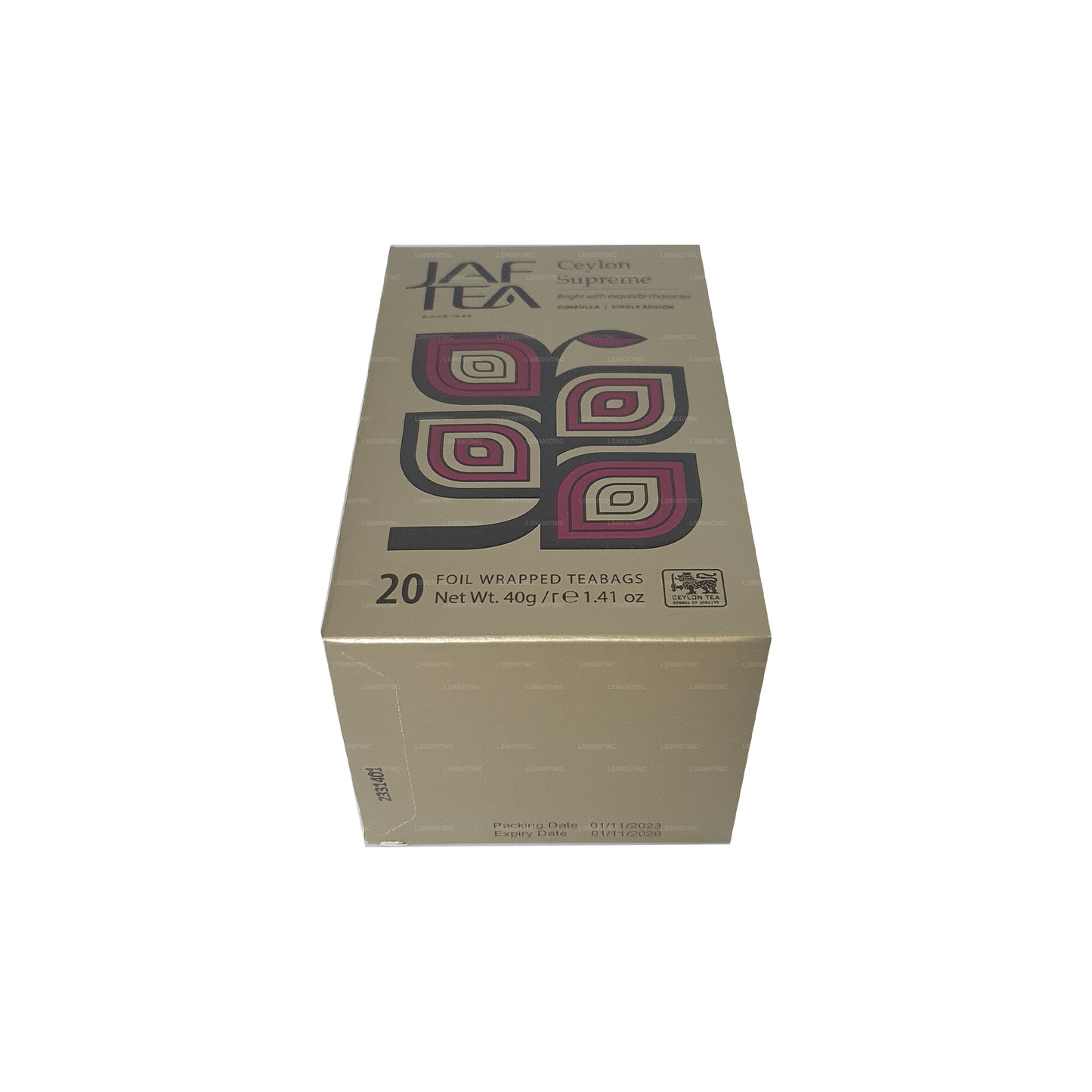 كيس شاي جاف كلاسيكي ذهبي من مجموعة Jaf Tea Classic Gold من سيلان سوبريم فويل (40 جم)