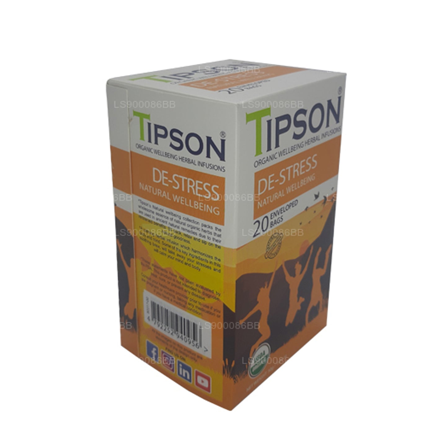 Tipson De-Stress Natural Wellbeing  (30g) 20 Enveloped Tea Bags