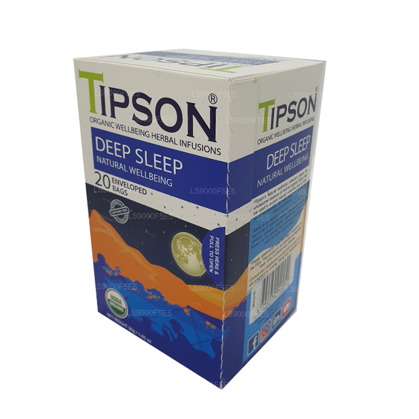 Tipson Organic Deep Sleep Natural Wellbeing (30g) 20 Enveloped Tea Bags