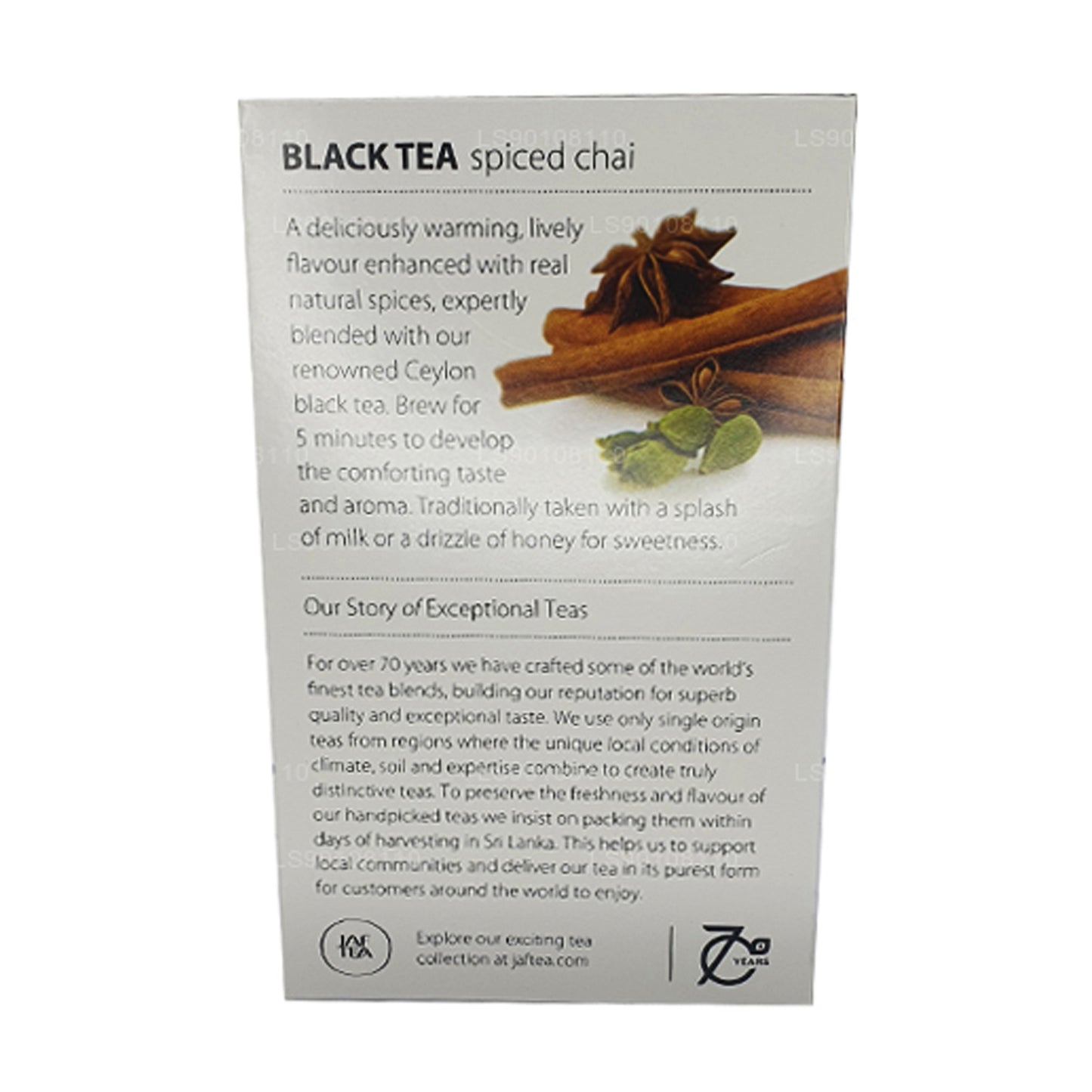 Jaf Tea Pure Spice Collection Black Tea Spiced Chai Foil Envelope Tea Bags (40g)