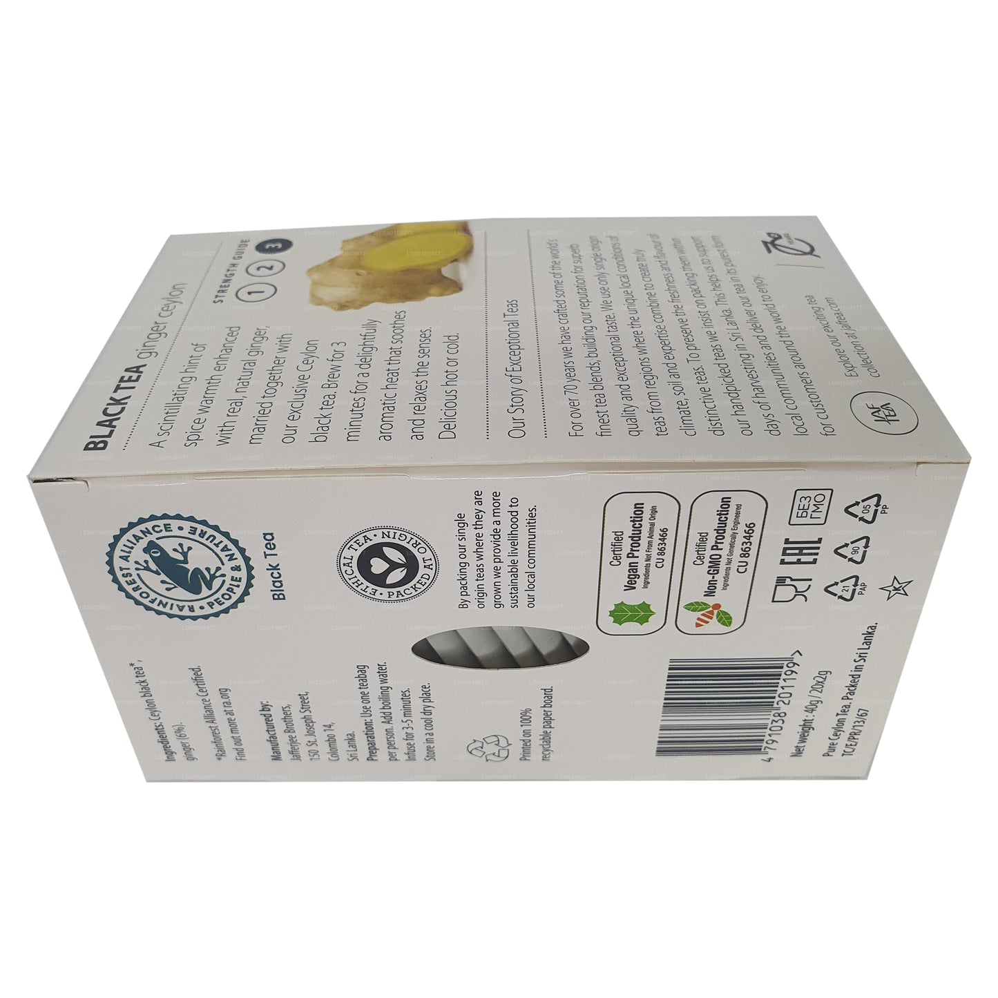 Jaf Tea Ginger Ceylon Black Tea (40g) 20 Envelope Tea Bags