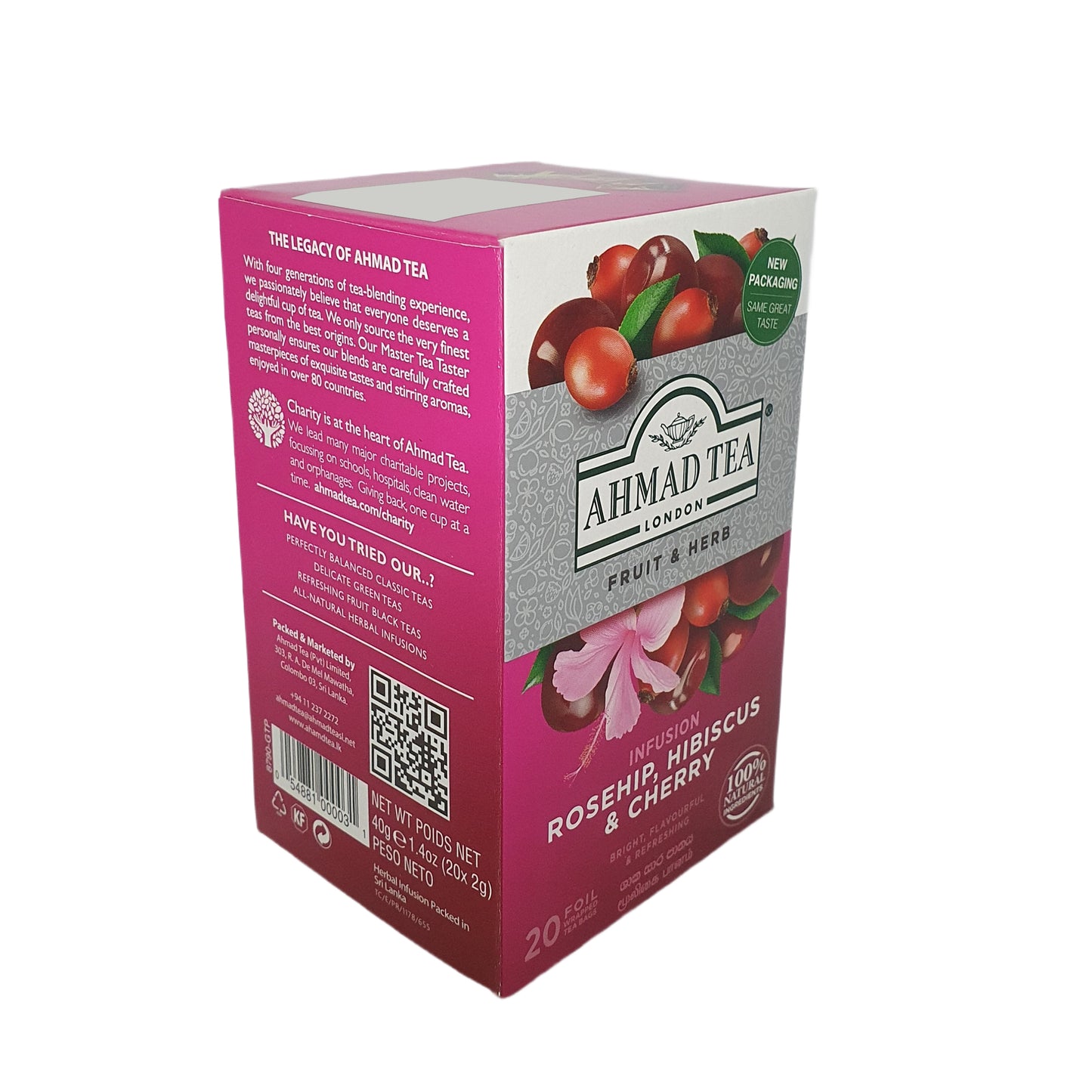Ahmad Tea Rosehip with Hibiscus and Cherry Tea (40g) 20 Foil Tea Bags