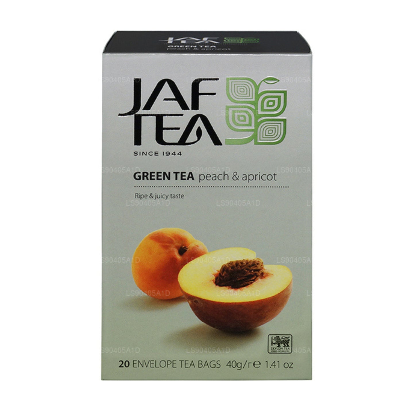 مجموعة Jaf Tea Pure Green من الشاي الأخضر بالخوخ والمشمش (40 جم) 20 كيس شاي