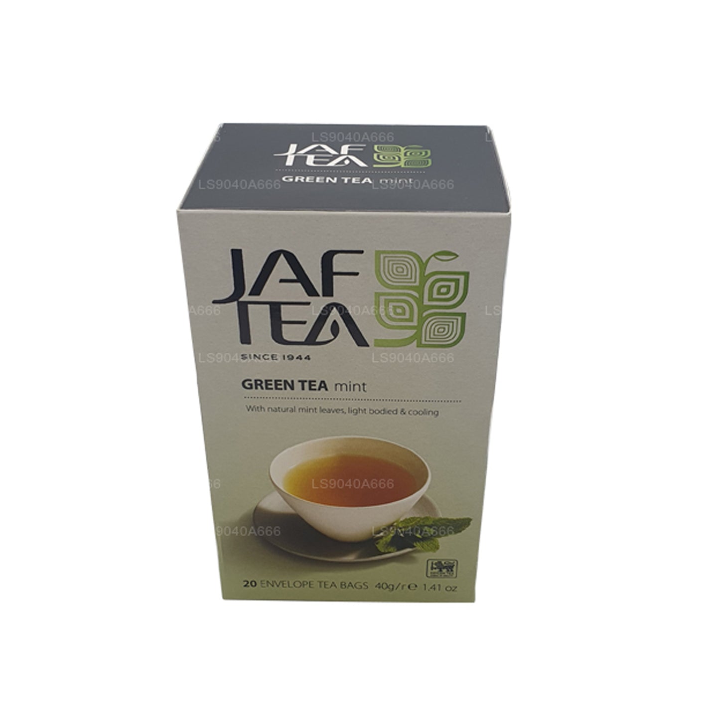 أكياس شاي مغلفة برقائق النعناع من مجموعة Jaf Tea Pure Green Collection (40 جم)