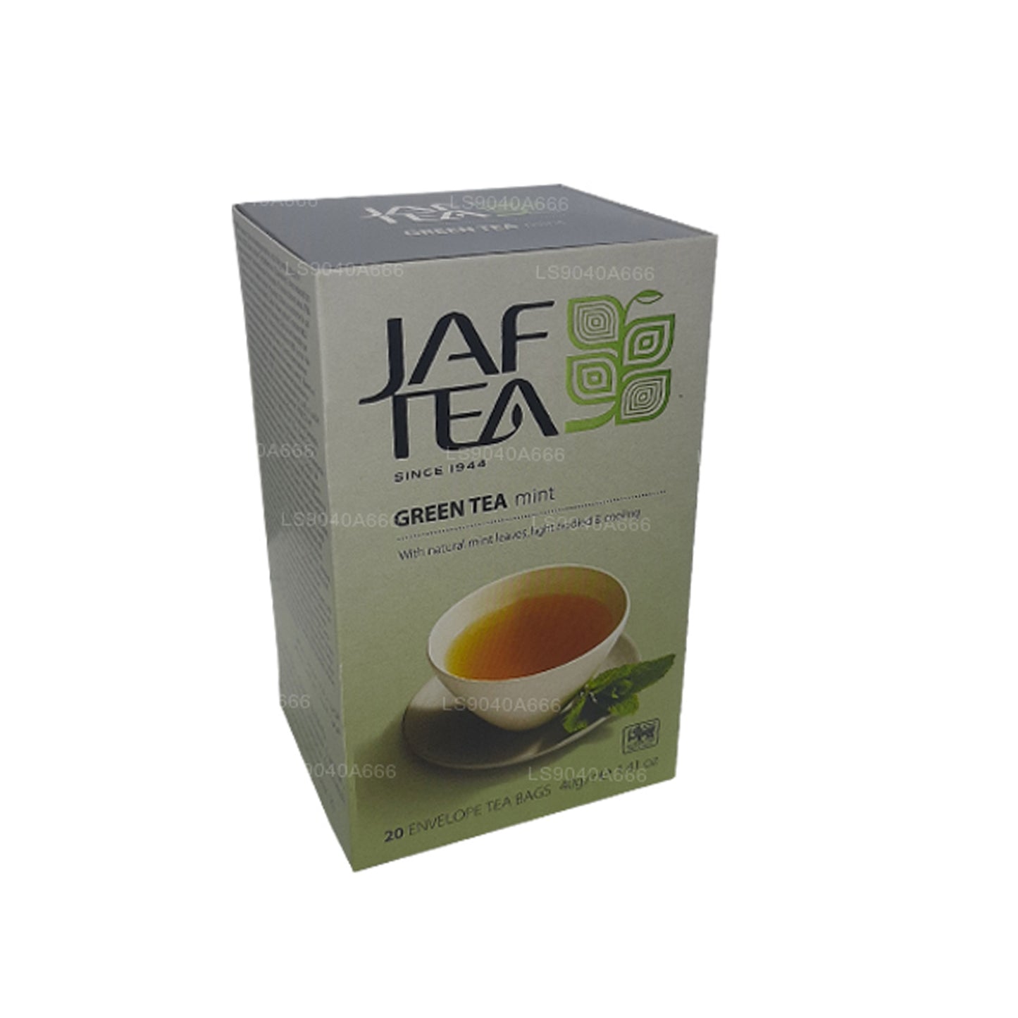 أكياس شاي مغلفة برقائق النعناع من مجموعة Jaf Tea Pure Green Collection (40 جم)