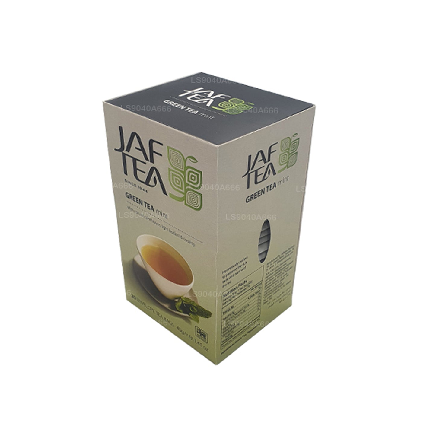 أكياس شاي مغلفة برقائق النعناع من مجموعة Jaf Tea Pure Green Collection (40 جم)