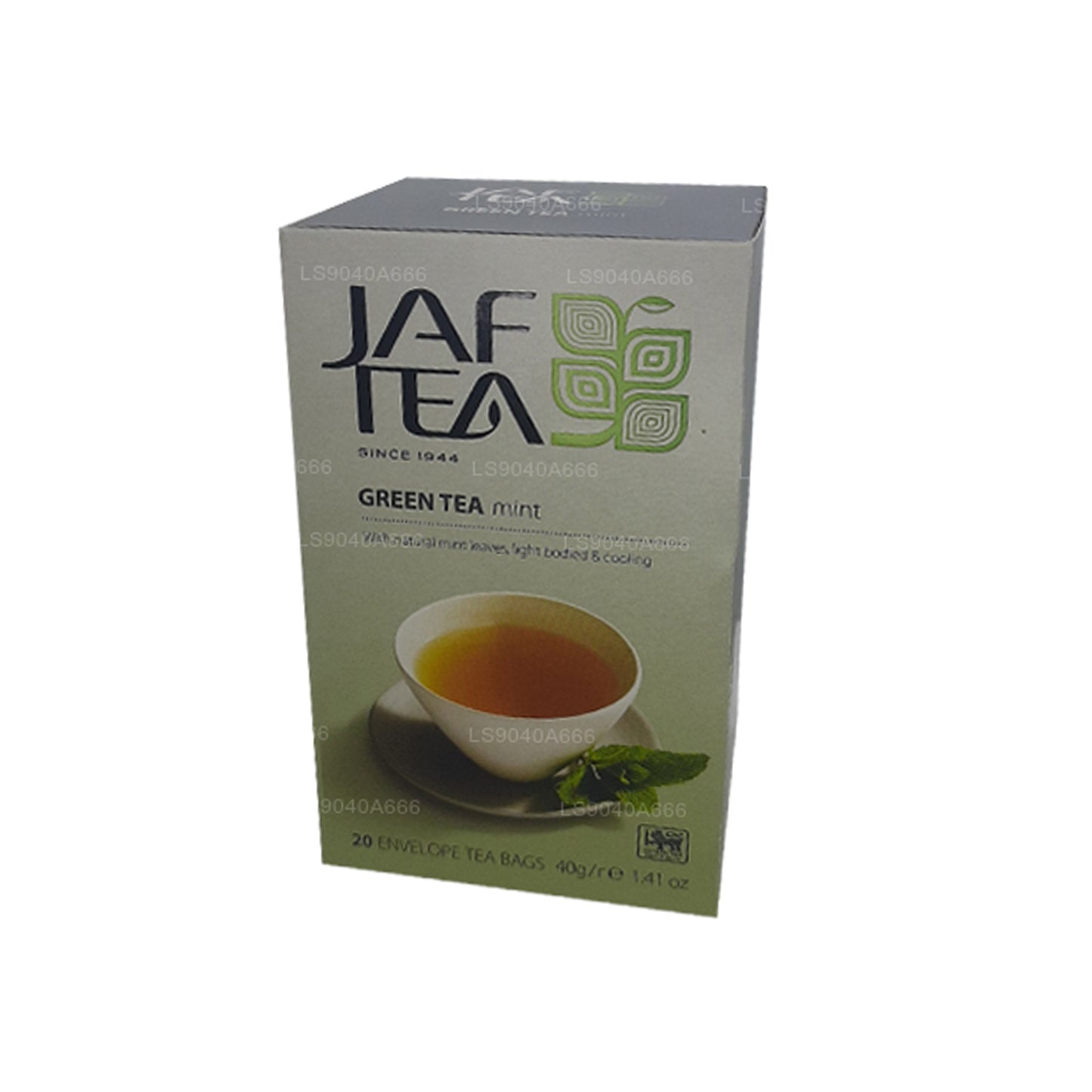 أكياس شاي مغلفة برقائق النعناع من مجموعة Jaf Tea Pure Green Collection (40 جم)