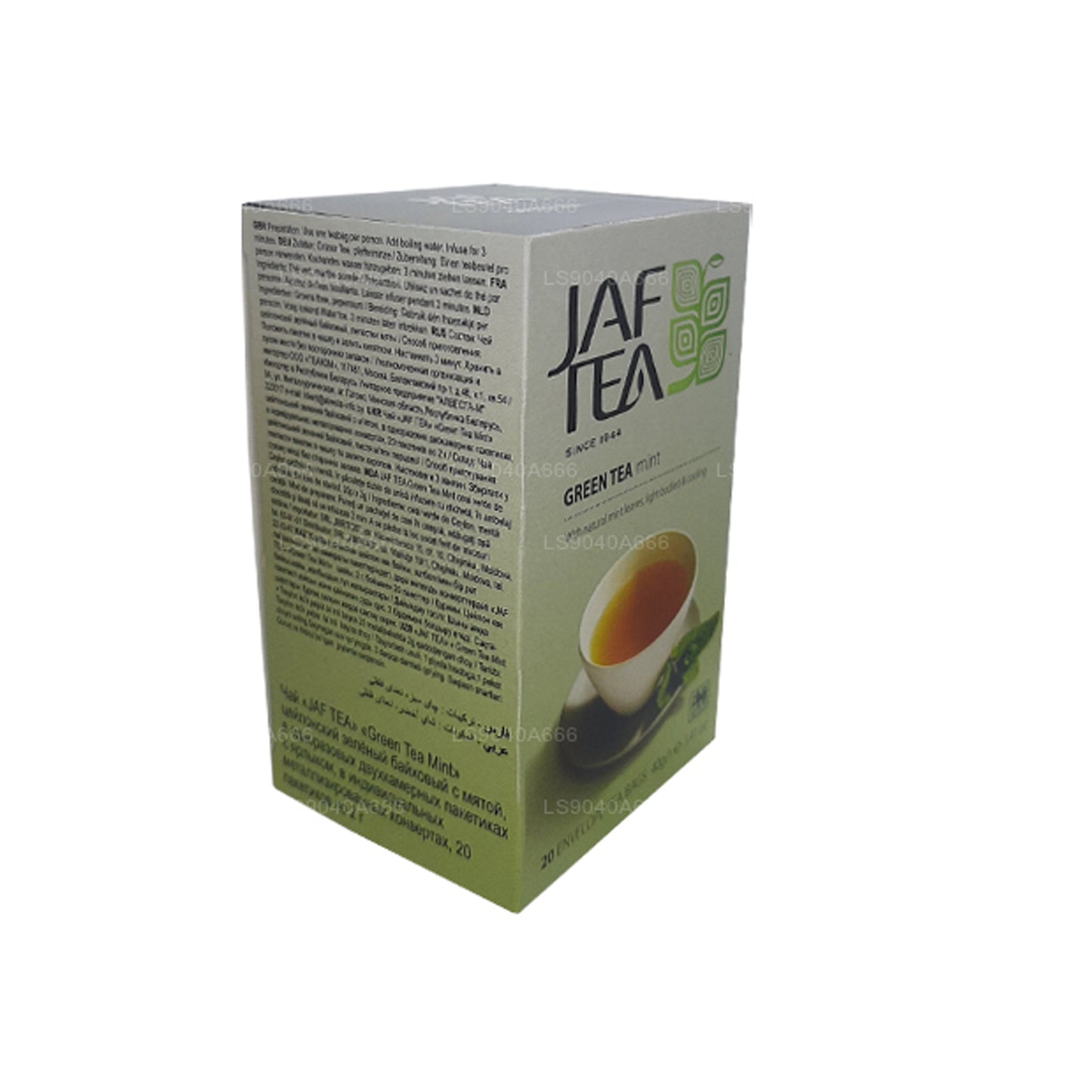 أكياس شاي مغلفة برقائق النعناع من مجموعة Jaf Tea Pure Green Collection (40 جم)