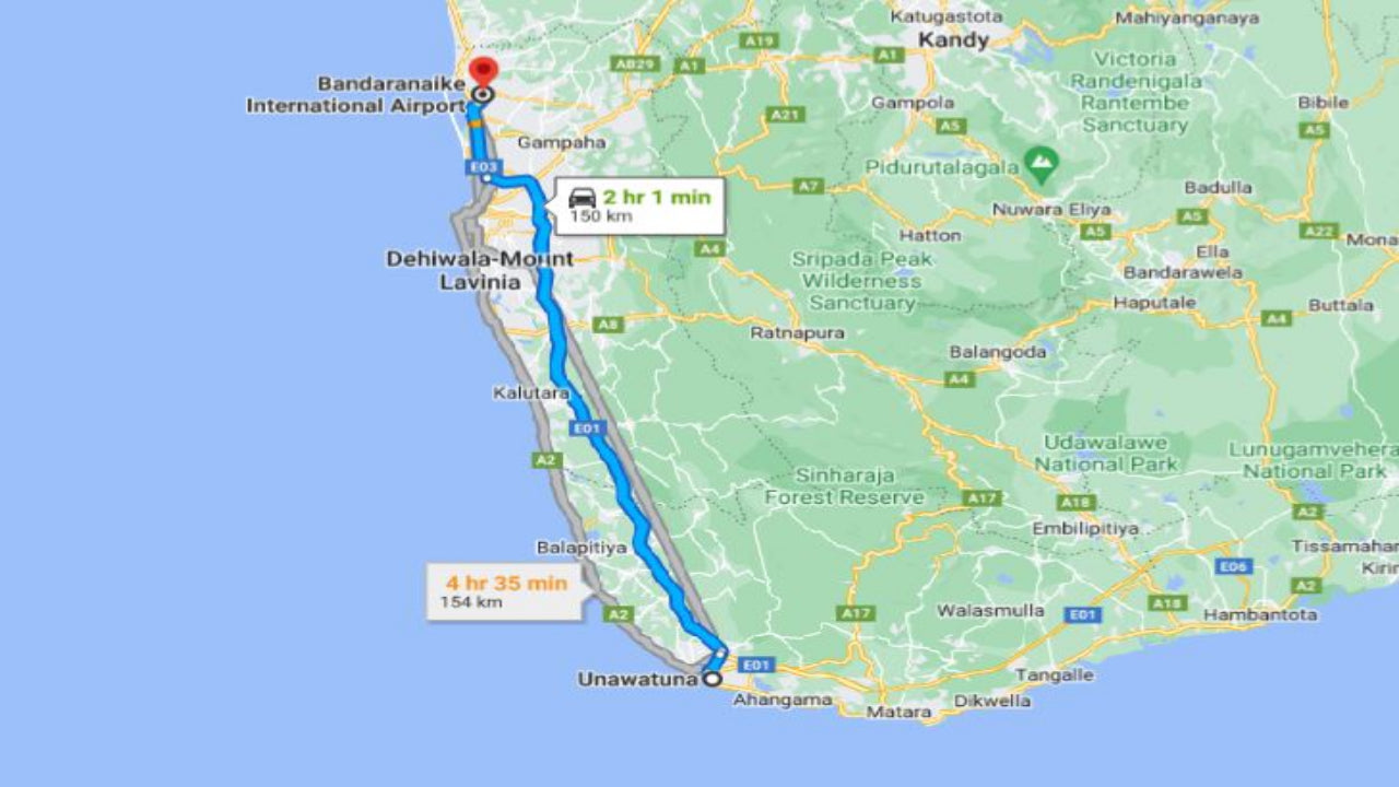 Transfert privé d'Unawatuna à l'aéroport de Colombo (CMB)