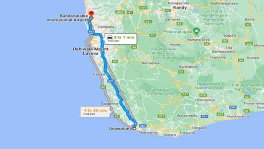 Transfert privé d'Unawatuna à l'aéroport de Colombo (CMB)