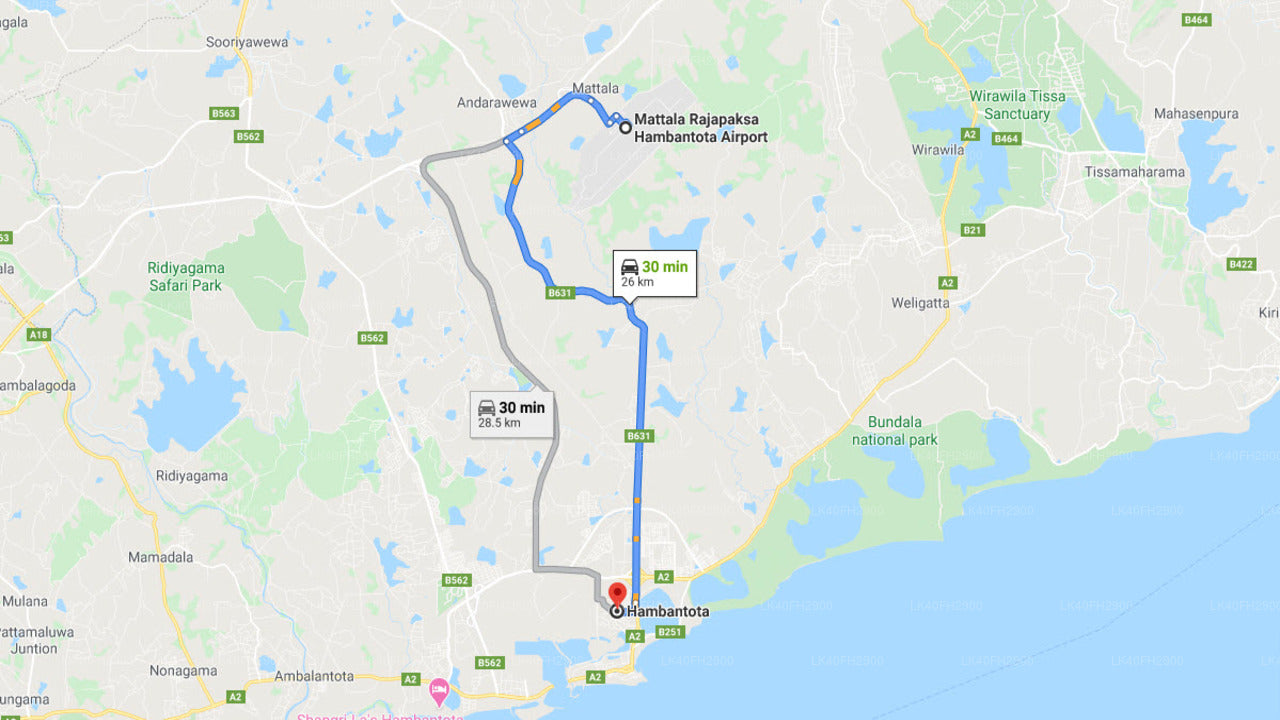 Mattala (HRI) Airport to Hambantota City Private Transfer