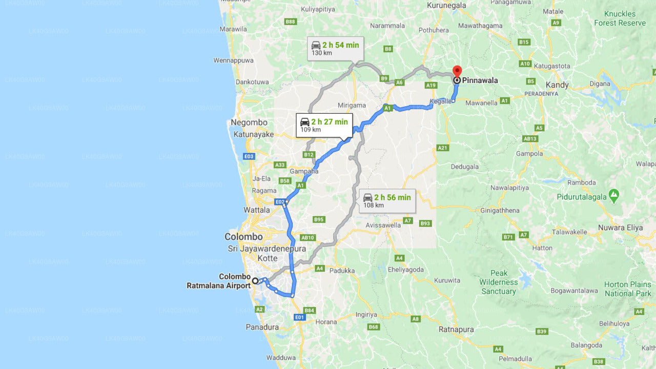 Ratmalana (RML) Airport to Pinnawala City Private Transfer