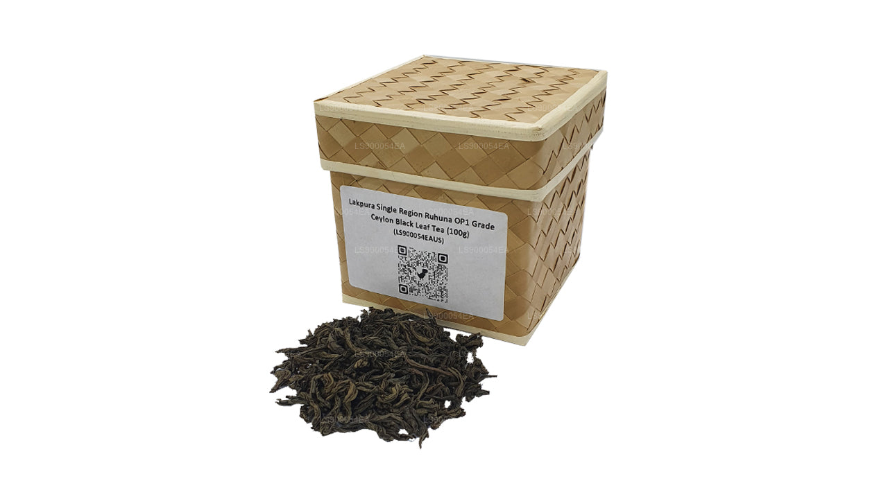Thé aux feuilles noires de Ceylan Lakpura à région unique Ruhuna OP1 (100 g)